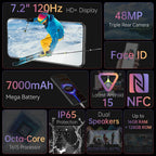 Cubot Note 60 Smartphone, Android 15, 7.2-inch 120Hz Display, Octa-core,16GB(6+10GB )RAM 128GB ROM, 48MP Camera, 7000mAh Battery