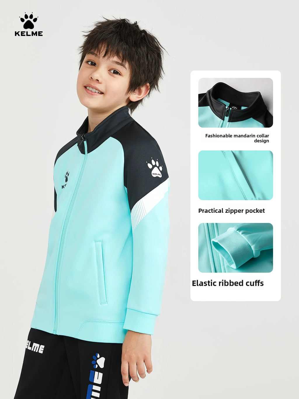 Kelme Children's Sports Jacket Autumn And Winter Knitted Jacket Outdoor Windproof Running Training Suit