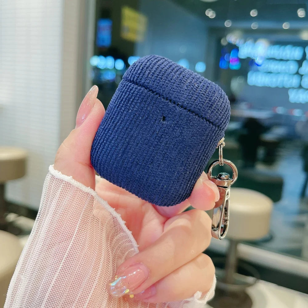 Winter Matte Corduroy Fabric Hook Earphone Case For Apple Airpods 1 2 3 4 Pro 3 2 Wireless Bluetooth Earphone Anti Scratch Cover