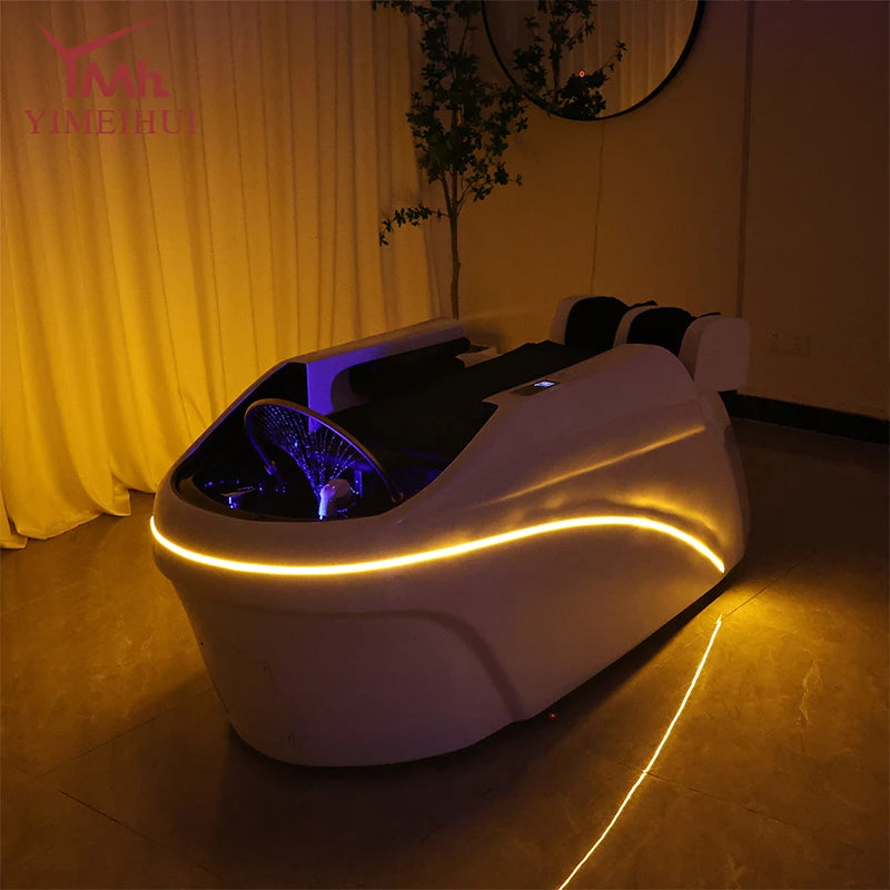 Salon Head Spa Synthetic Leather Head Therapy Beds Automatic Massage Shampoo Bed Comfortable Ergonomic Design High Density Spong