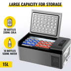 VEVOR Mini Fridge Mini Refrigerator Portable Car Freezer 12V/24V 15L Compressor Cooler for Traveling Camping Outdoor Activities