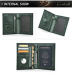 CONTACT'S Genuine Leather Passport Wallet Card Holder Coin Purse AirTag Slot Men Travel Wallet Women‘s Purse Passport Cover Bag