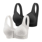 Fallsweet Seamless Front Closure Bra For Women Solid Wire-Free Push Up Bralette Full Coverage Fixed Cups Comfortable Underwear