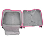 18 Inch Ride-On Suitcase, Cute Luggage with Internal Mesh Pocket, Storage Box with Swivel Casters for Short Trips, Pink