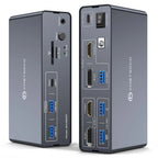 KVM Switch 2 Monitors 2 Computers Docking Station USB C+HDMI/DP Input,4K@60Hz/120Hz DisplayPort Dual Monitor for Laptop Desktop