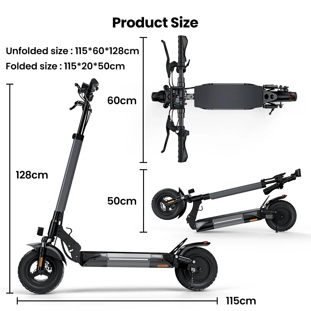 iScooter W9 Electric Scooter for Adults 1000W Motor 48V14AH Battery Foldable E-scooter 10 Inch Tire All-Terrain EScooter