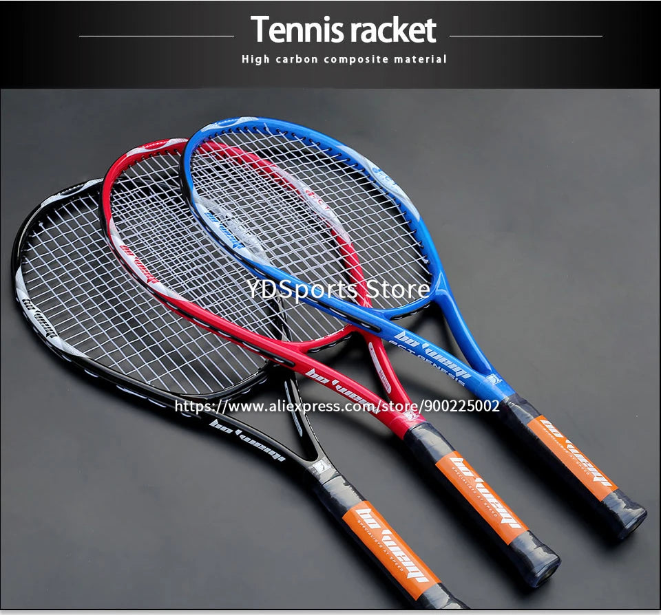 High Quality Carbon Aluminium Alloy Strung Tennis Racket For Adult Tenis Rackets 4-1/4 Inch Strings Bag Raquet Padel Men Women