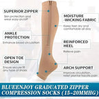 Zipper Compression Socks Men Women Knee Maternity High Socks Anti-Fatigue Stretchy Sox Outdoor Running Hiking Sports Socks
