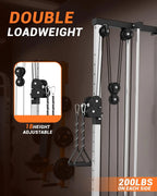 Wall Mount Cable Station Dual Pulley Cable Crossover Machine LAT Pulldown Bar & Foot Board for Home Gym Strength Training