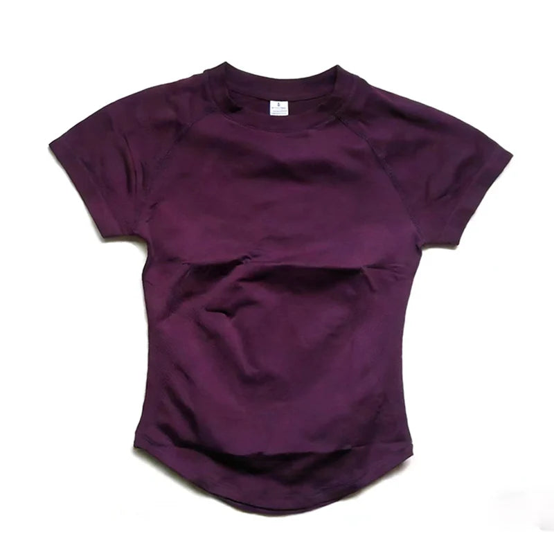 Short Sleeve Gym Top Women Clothes Yoga Top Seamless Sports Shirt Light Weight Fitness Workout Tee Sports Tops Active Wear Femme