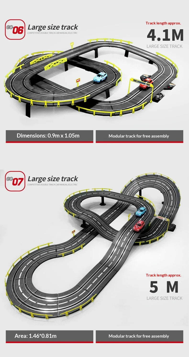 Electric Remote Control Slot Car Track Large 2-Player Competitive Dual Mode Remote Adjustable Splicing Kids Adults Gift Toy Set