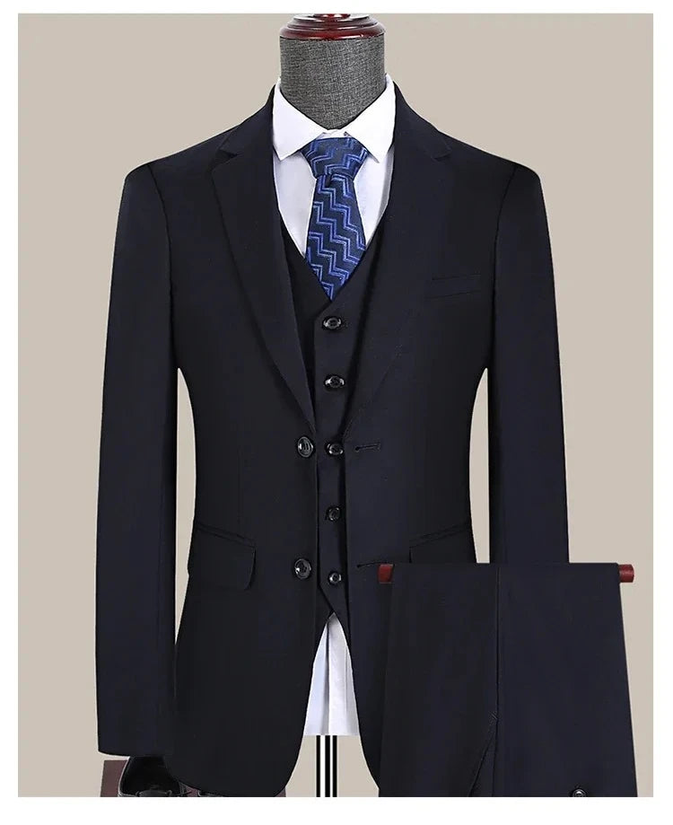 S-7XL Suit New (Blazer+ Vest + Pants) Korean Version of Slim-fit Work Clothes Fashion Business Men Casual Wedding Gentleman Suit
