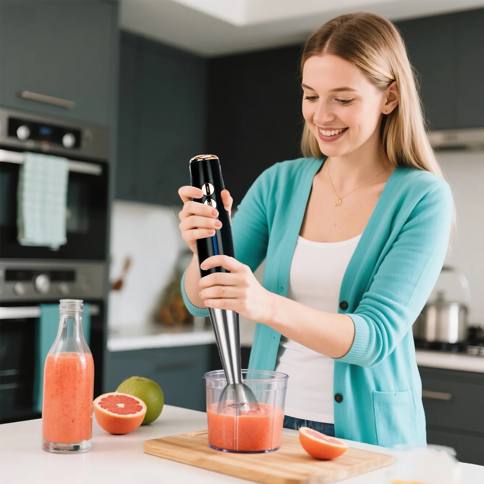 5 in 1 16500rpm Immersion Hand Stick Blender Mixer Vegetable Meat Grinder 600ml Chopper Whisk 600ml Smoothie Cup