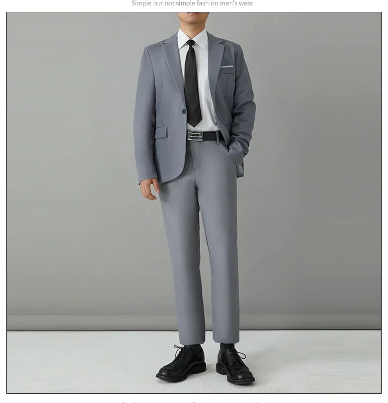 S-8XL Suit Men's Fashion Casual Outdoor (Blazer+ Pants) Gentleman Business Wedding Slim-fit Formal British Style Wedding Suit