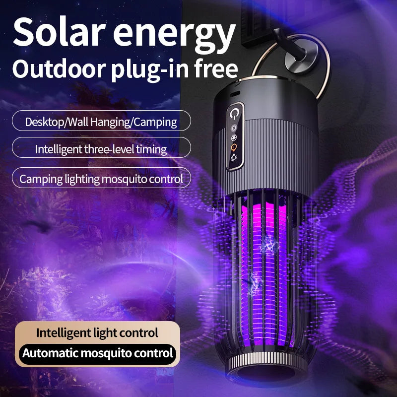 2500V Solar Powered Mosquito Killer Solar Charging Outdoor Camping Mosquito Lamp 3-Level Timing Control Mosquito Terminator Main image