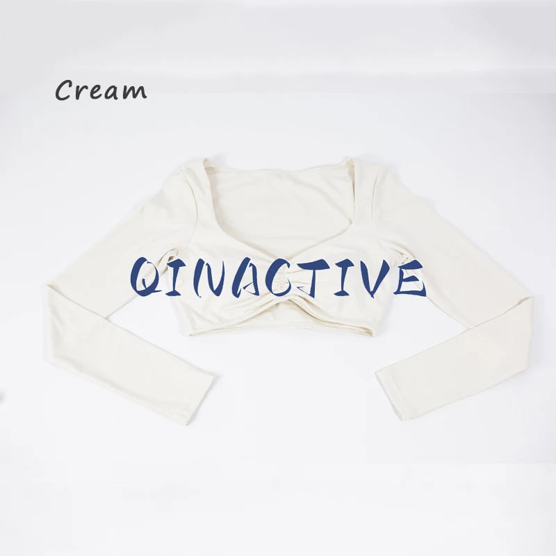 QINACTIVE Women Yoga Shirts Crop Top Long Sleeves Shirts for Women Yoga Sports Fitness Gym Clothes Workout Tops