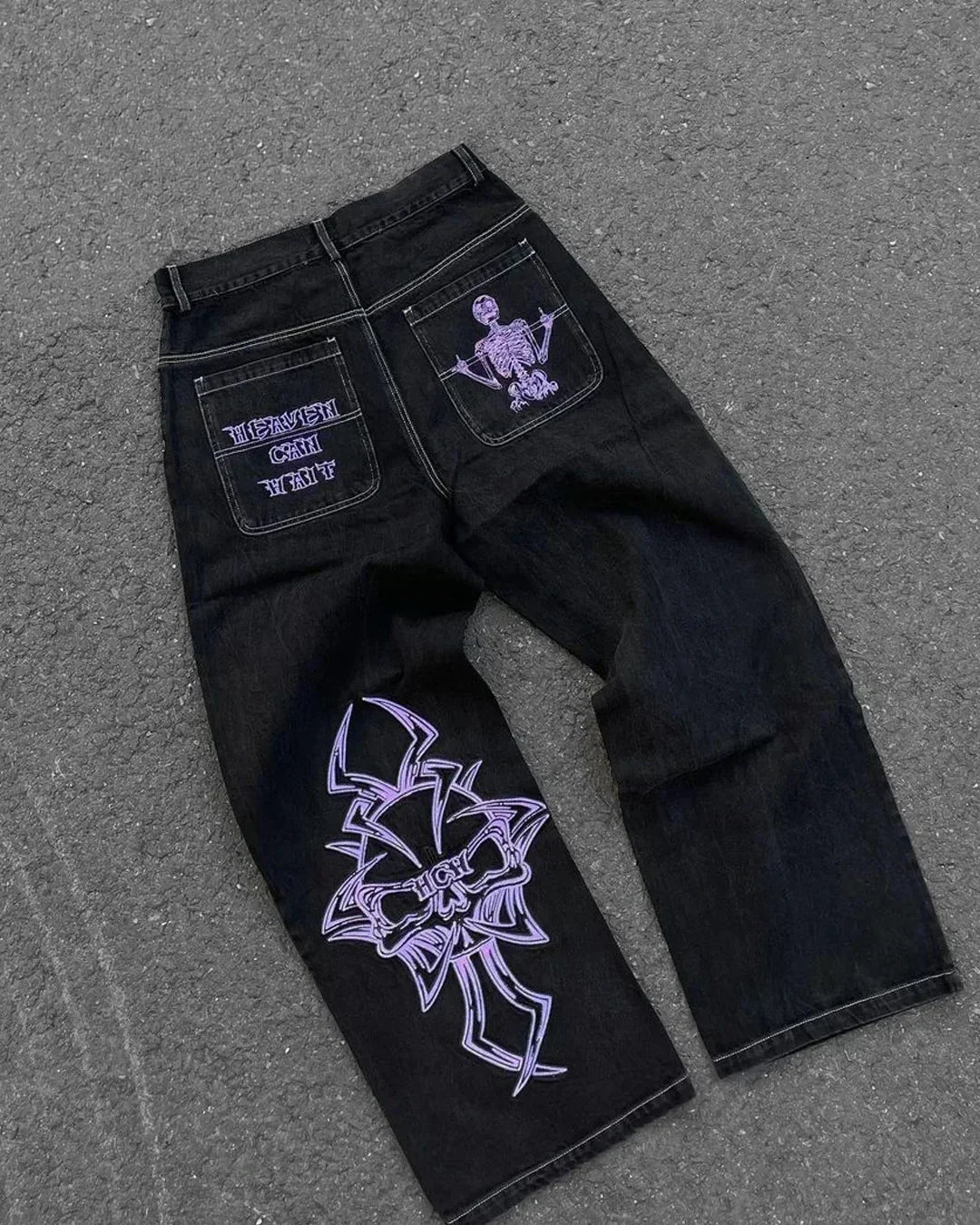 American Y2K 2025 New Baggy Wide Leg Black Jeans Overszied Women Street Casual Joker Denim Pants Couple Jeans Vintage Streetwear