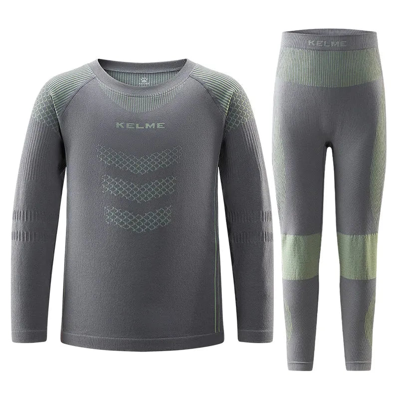 Kelme Children's Quick Drying Clothes Set Outdoor Running Sports Long Sleeve Knitted Training Base Shirt For Boys And Girls