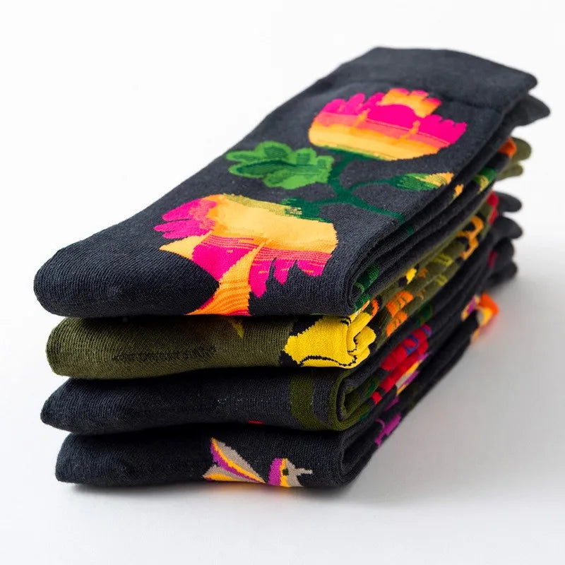 1 Pair Women Socks Cartoon Dog Octopus Flower Plant Kawaii Funny Casual Female Cotton Sock Hosiery Streetwear Harajuku Crew Sock Secondary image