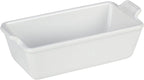 Premium Stoneware Loaf Pan, 9x5x3 inch, 1.5 qt, White - Even Baking & Easy Release