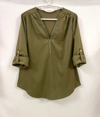 2024 Quality HotSale Plus Size Deep V Neck Women Blouse Chiffon Cool Loose Shirt Fashion Casual Ladies Tops Sexy Zipper Pullover