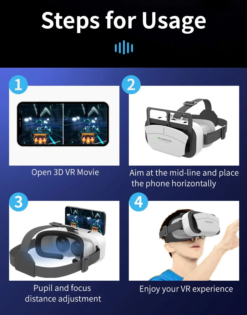 Shinecon VR Glasses 3D Headset Virtual Reality Device Helmet Goggles Lenses Mobile Smartphone Smart Phone Cell Realidade Viar VR