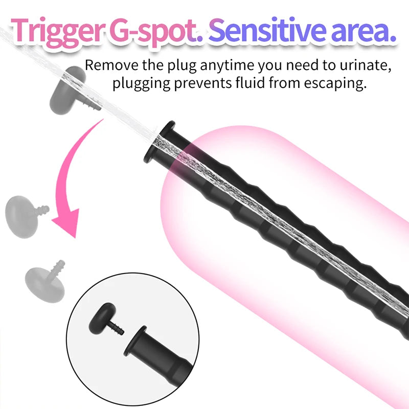 5 Sizes Curved Urethral Sound Penis Insert Stimulation Dilator Chastity Catheter Hollow Penis Plug With Stopper Sex Toys For Men