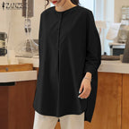 ZANZEA Fashion Autumn Long Sleeve Blouse Women Baggy Shirt Elegant Solid OL Work Tops Causal Loose Holiday Work Blusas Mujer