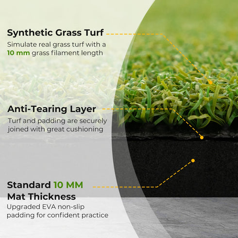 Golf Hitting Mat, 5 ft x 3 ft Artificial Turf Golf Practice Mat w/ 2 Golf Rubber Tees & 2 Alignment Sticks, Portable Golf