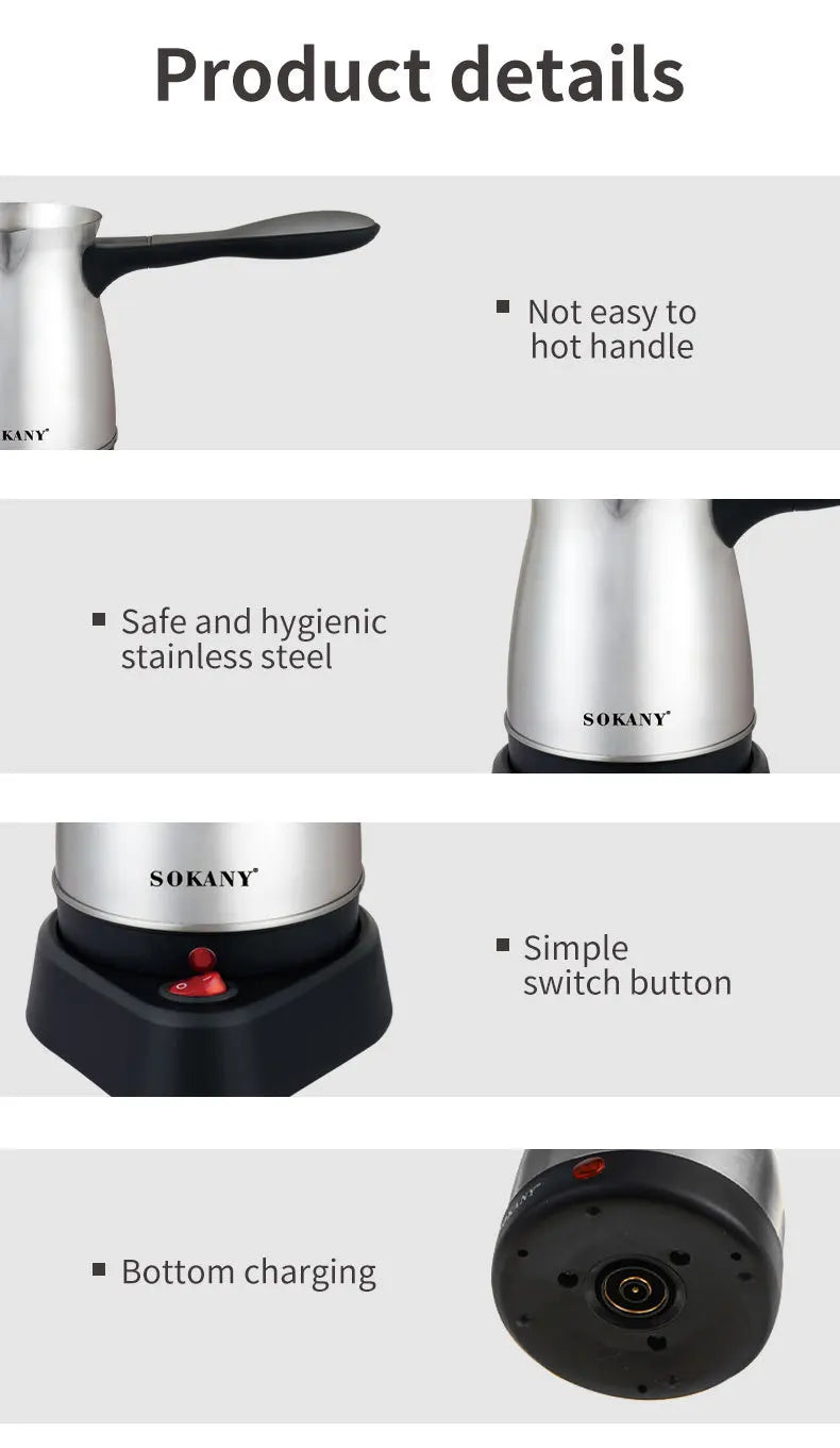 500ML Turkish Electric Kettle Portable Stainless Steel Teapot Water Boiler 220V Home Tea Pot Coffee Maker Machine 5 Cup 주전자 전기포트