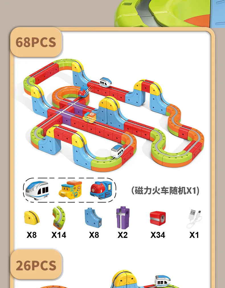 Magnetic Bullet Train Set For Kids With Electric Locomotive Diy Track Building Blocks Stem Educational Construction Toy Birthday