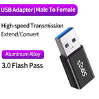 NNBILI USB3.0 Male to Female Right Angle Extension Adapter USB Upward Elbow 90 Degree Adapter 10Gbps For Laptop PC Connector