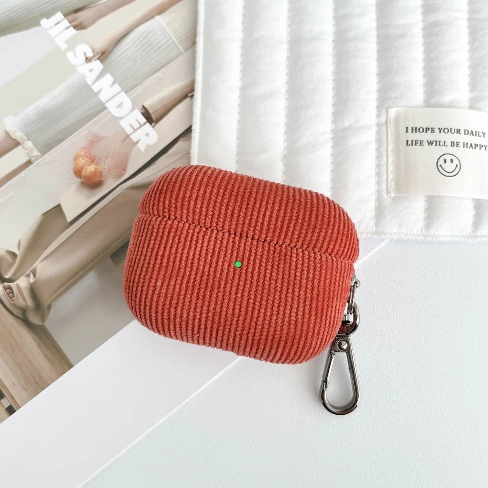 Winter Matte Corduroy Fabric Hook Earphone Case For Apple Airpods 1 2 3 4 Pro 3 2 Wireless Bluetooth Earphone Anti Scratch Cover