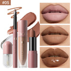 4pcs/Set Long Lasting Waterproof Lip Makeup Kit - Soft Smooth Creamy Lipliner Lipstick & lip gloss lip oil Set