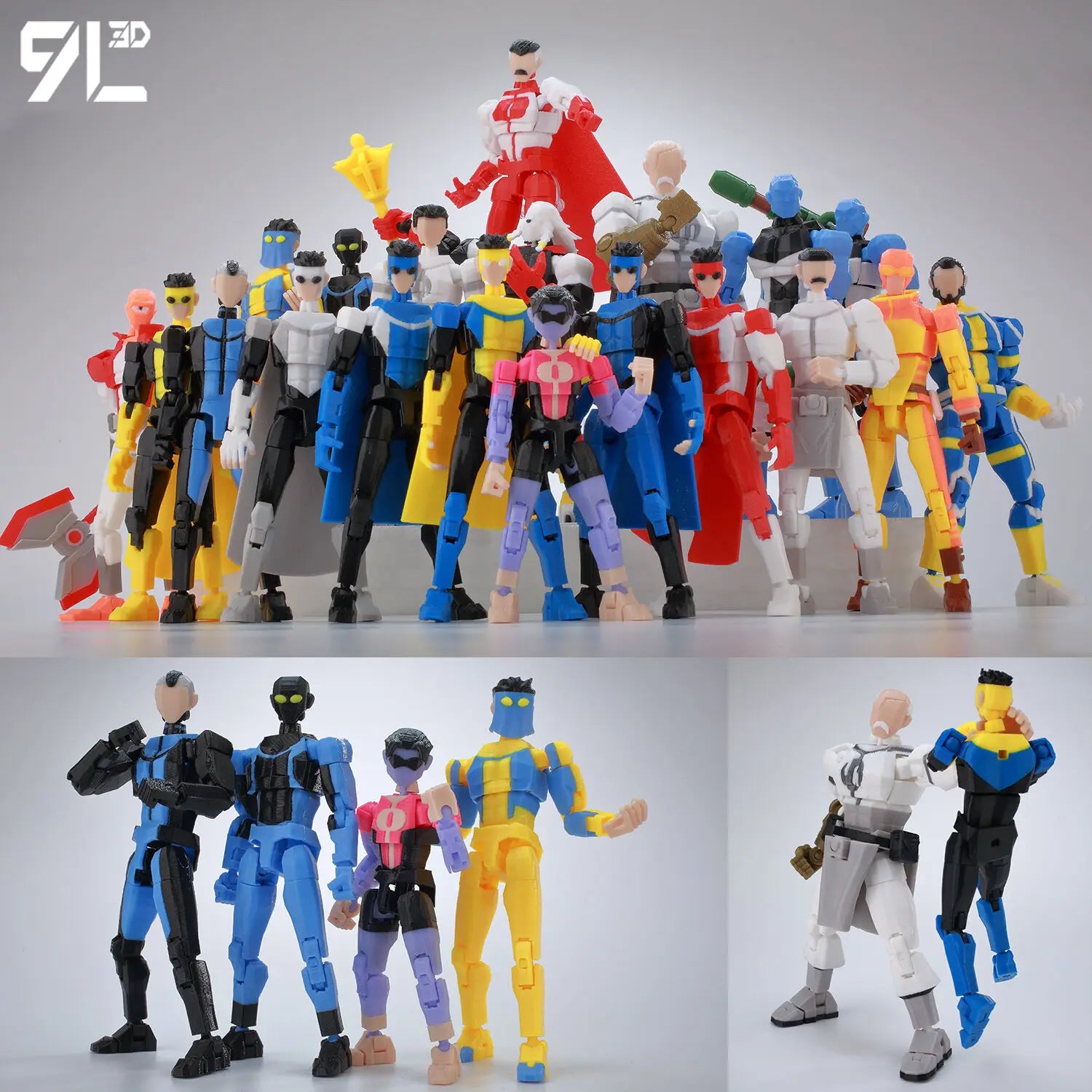 9L3D Superhero Team Invincible Boy Heroes Action Figure Lucky13 Dummy13 Multi-Colored T13 Multi-Jointed Collectible Toys Titan13 Main image
