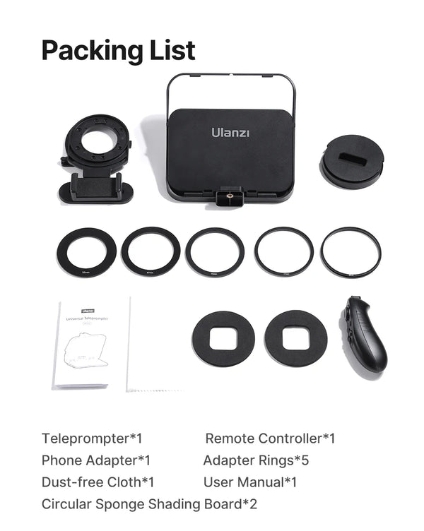 Ulanzi RT02 Universal Teleprompter Prompter DSLR Camera Smartphone Tablet Laptop Teleprompter Live Streaming Video Recording