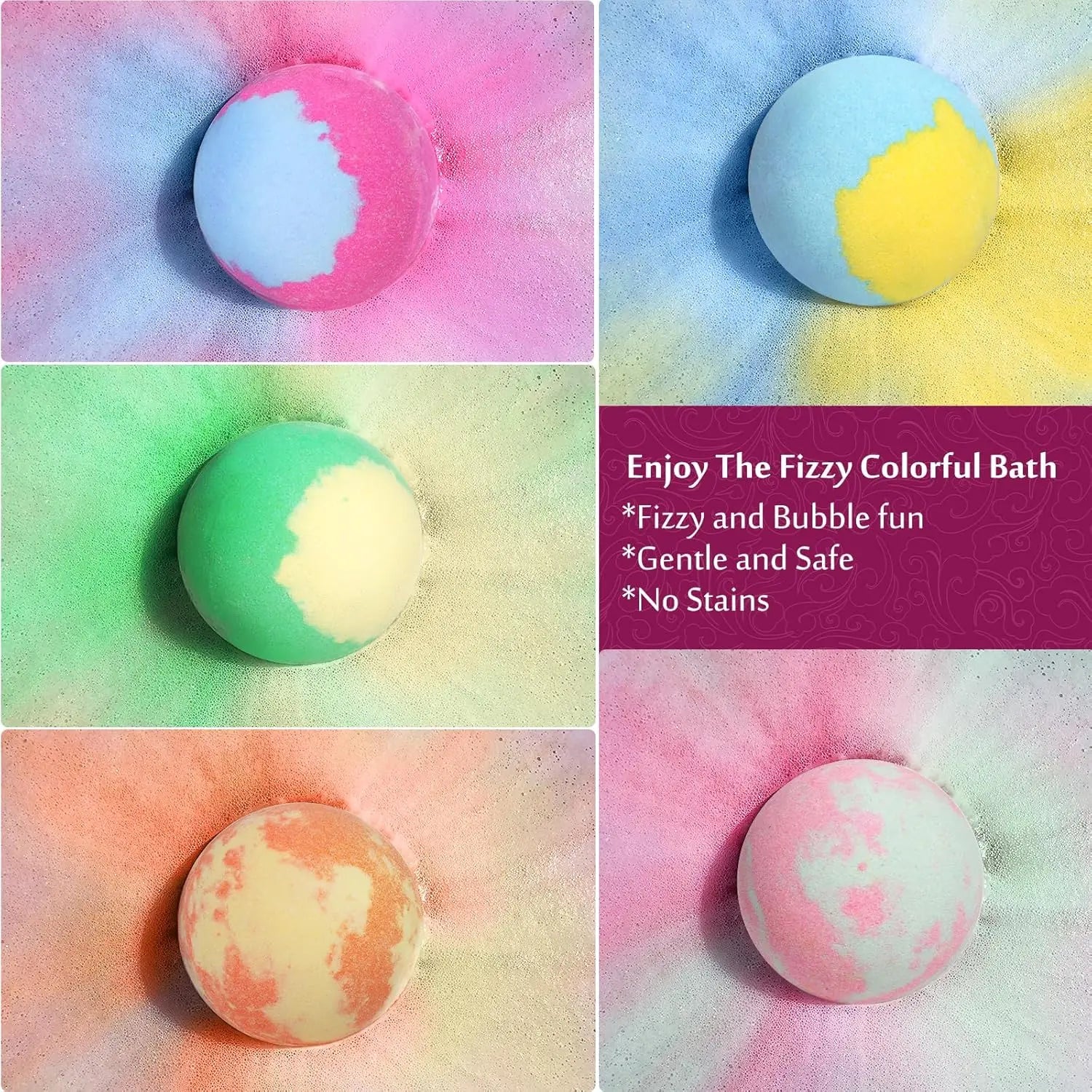 12pcs Kids Bath Bombs Set with Surprise Toys Inside Natural Organic Bubble Bath Fizzies Balls Gift for Children Holiday Gift Set