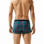 SEOBEAN Classic Plaid Mens Boxer Shorts 100% Cotton Underwear Boxershorts U convex Pouch Arrow Panties Shorts Men Sleep Bottoms