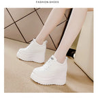 Fujin 13cm 2025 Genuine Leather Platform Wedge Flats Shoes Chunky Sneaker Casual Comfy High Brand Fall Autumn Walking Shoes