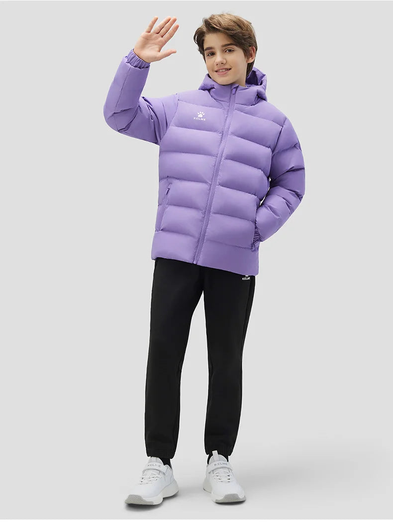 Kelme Children's Warm Cotton Jacket Winter Football Training Cotton Jacket Student Sports Down Jacket Coat