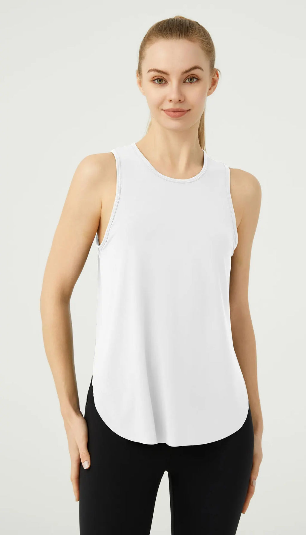 WANAYOU Sleeveless Women Yoga Shirts Quick Drying Sports Tank Tops Workout Running Vest Breathable Round Neck Gym Shirts
