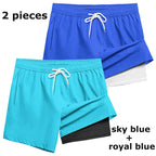 Mens Swim Trunks with Compression Liner Phone Pocket Summer Quick Dry Board Shorts Beach Shorts Swimwear Swimsuit Bathing Suits