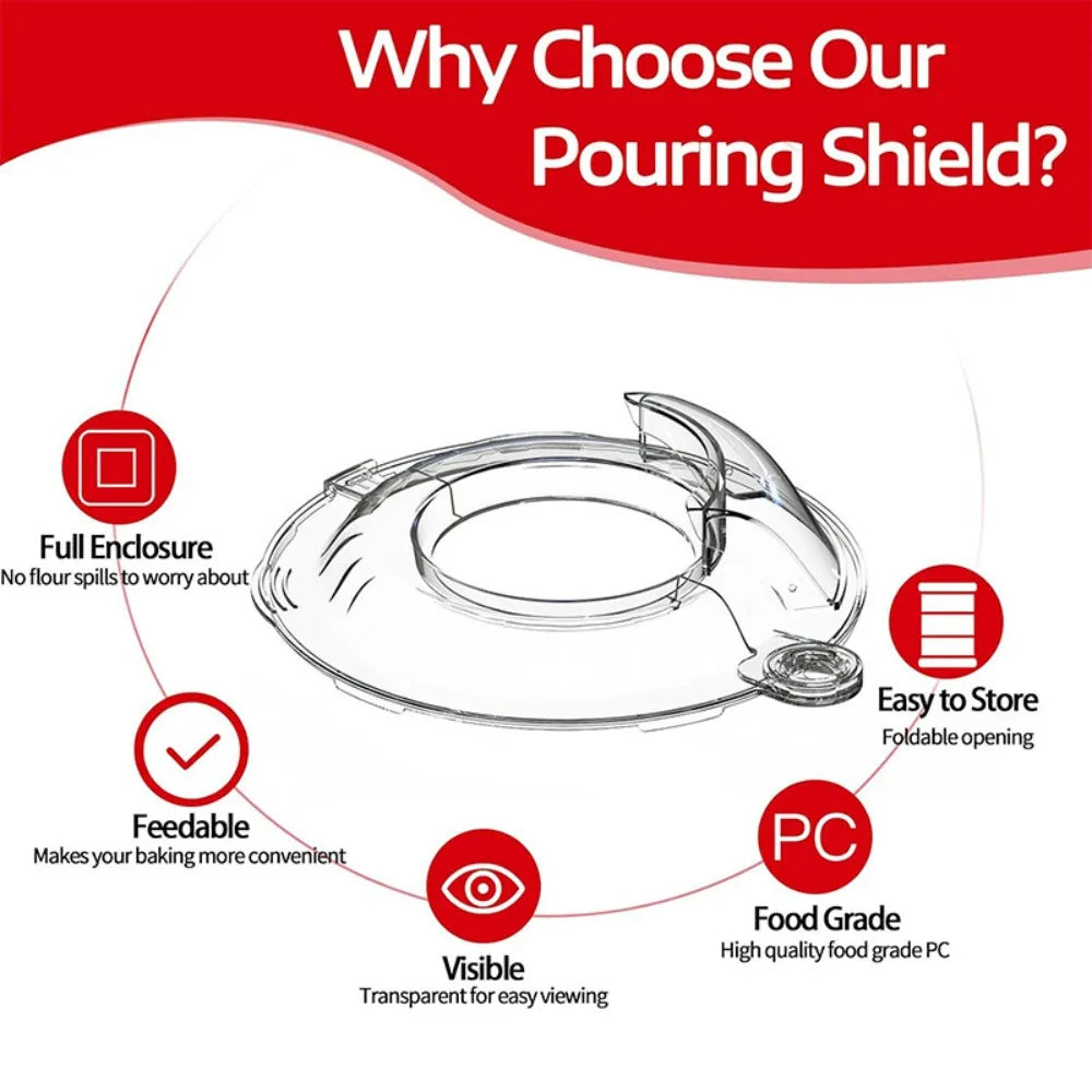 Pouring Shield Splash Guard, Detachable Flip Top Lid for KitchenAid 4.5-5QT Tilt Head Stand Mixer, Mixer Bowl Accessories