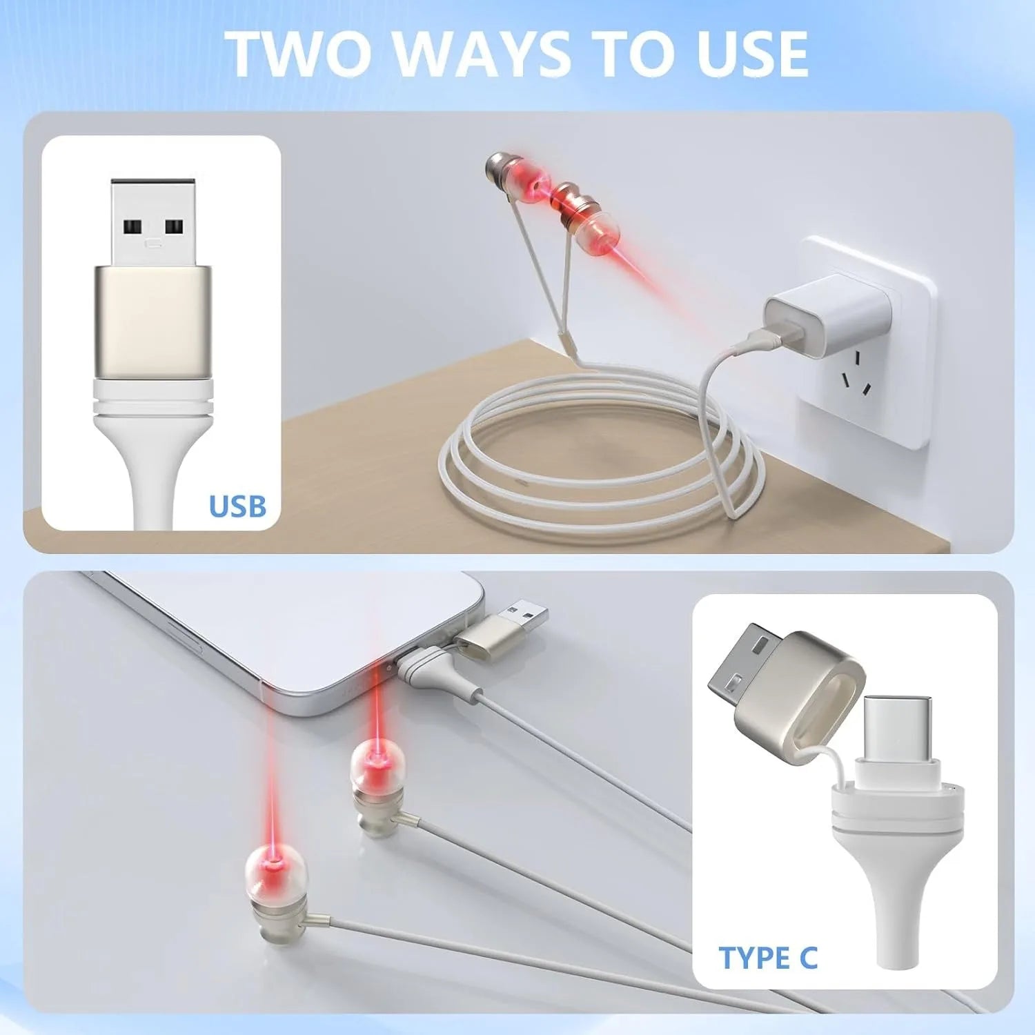 Tinnitus Infrared Ear Plugs USB Type-C 650nm Red Light LLLT Irradiation Ear Therapy Device for Otitis Media Deafness Health Care