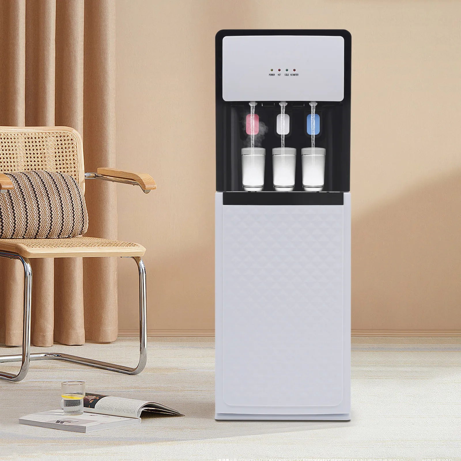 Modern White Bottom Loading Water Dispenser Hot/Cold Water Cooler Dispenser with Anti-Scalding Design for Offices Homes Gyms