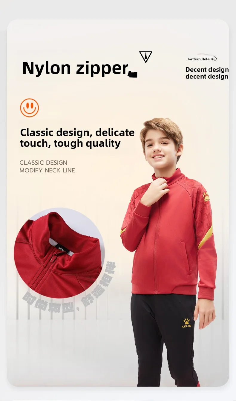 Kelme Children's Sports Jacket Autumn And Winter Knitted Jacket Outdoor Windproof Running Training Suit