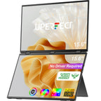 UPERFECT Delta 15.6" Dual Portable Monitor For Laptop Screen Extender 1080P HDR 360° Folding Stacked with Stand For Laptop PC