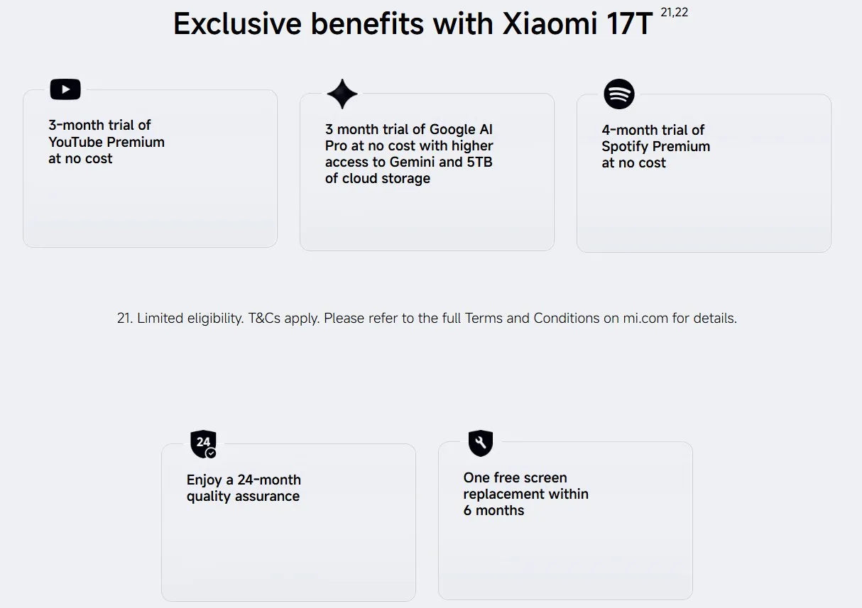 Global Version Xiaomi 17T Mobile Phones HDR10 6.59 'AMOLED Display 50MP Leica Summilux Lens 650OmAh Battery Xiaomi HyperAI Smartphone
