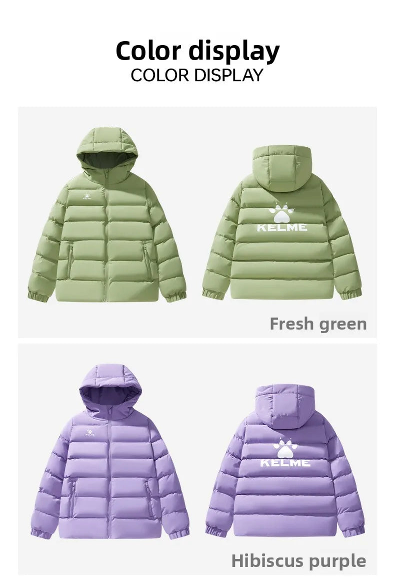 Kelme Children's Warm Cotton Jacket Winter Football Training Cotton Jacket Student Sports Down Jacket Coat