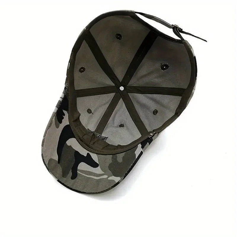 Outdoor Men's Camouflage Hat Trendy Embroidered Baseball Cap UV Protection Sun Hat Peaked Cap Military Cap For Fishing Hiking